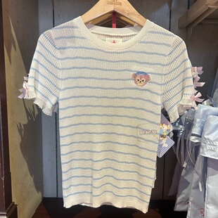 香港迪士尼2026春日起航雪莉玫女装T恤米奇条纹成人短袖