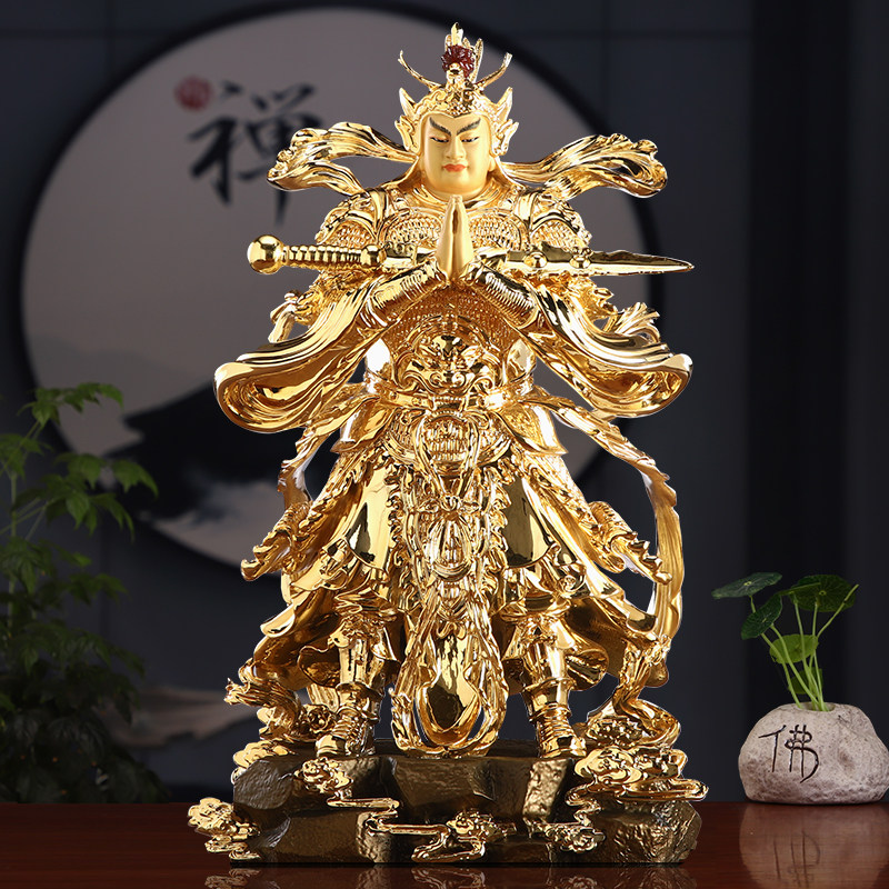 台湾铜雕鎏金伽蓝菩萨铜像韦陀菩萨家用供奉武财神爷关公摆件客厅