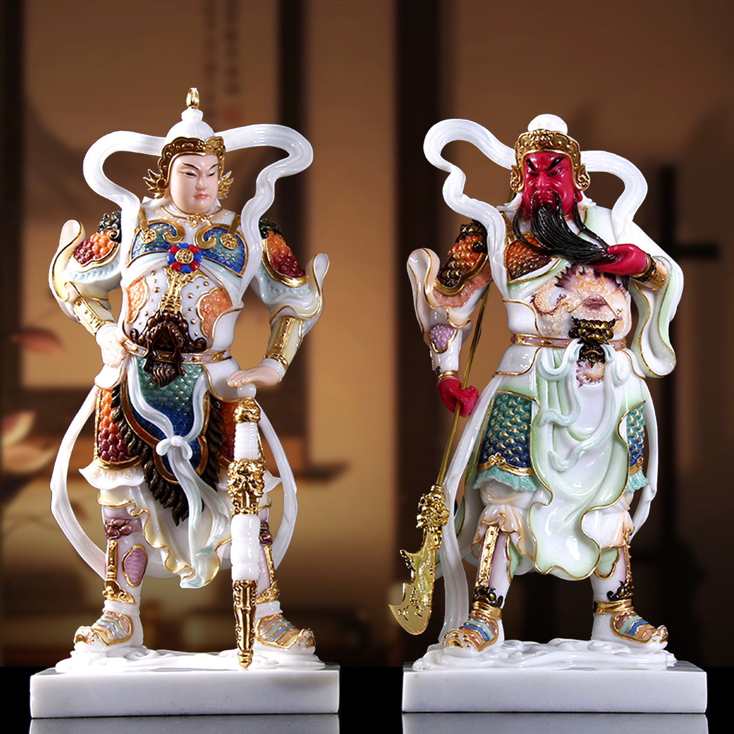 圆通佛具汉白玉佛像伽蓝菩萨韦陀菩萨关公韦驮护法总持武财神摆件