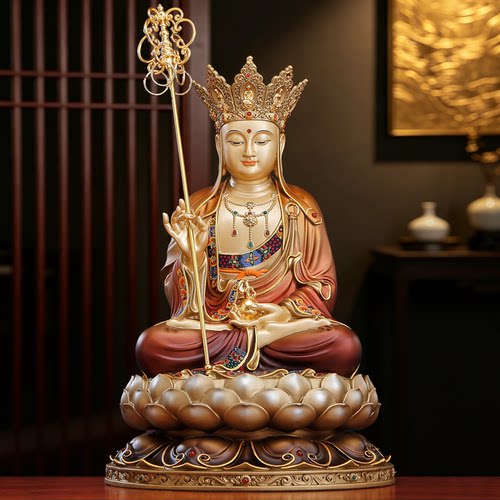 纯铜地藏王菩萨家用供奉佛像摆件