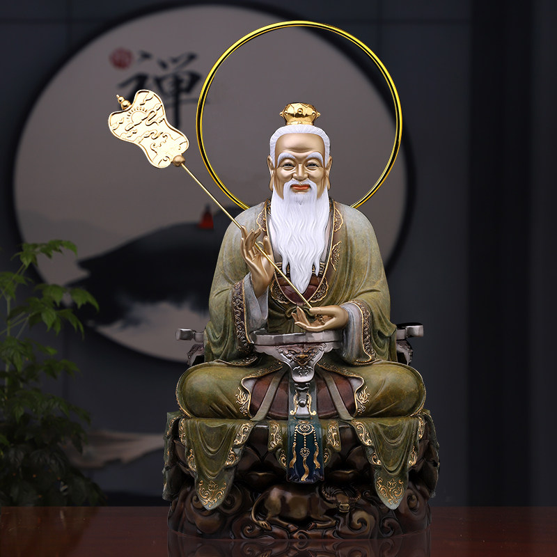 台湾纯铜手工彩绘三清像供奉三清祖师爷高温着色太上老君神像摆件