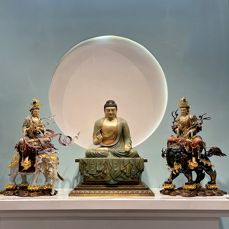 文殊普贤菩萨台湾华严三圣摆件