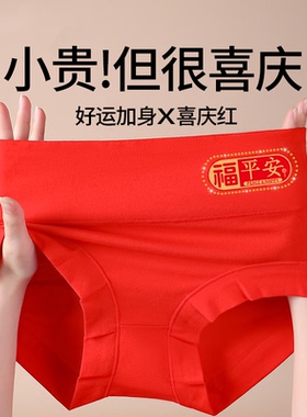 女士内裤莫代尔高腰抗菌透气全棉裆本命年大码红色女生三角短裤头