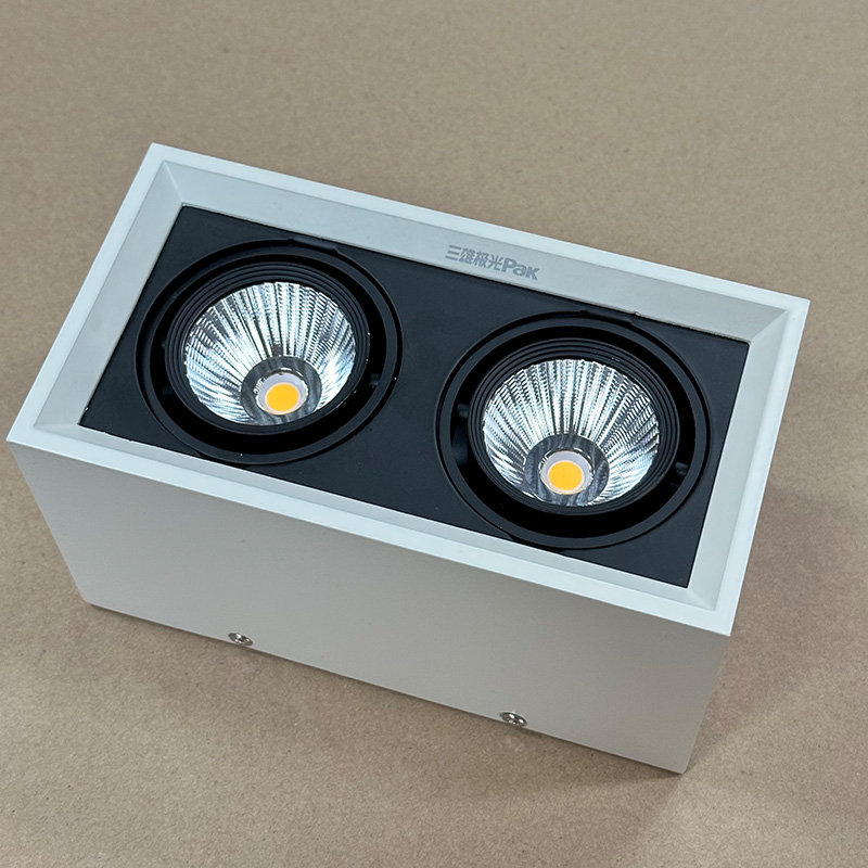 三雄极光led明装双头格栅射灯吸顶式无主灯服装店走廊过道玄关灯