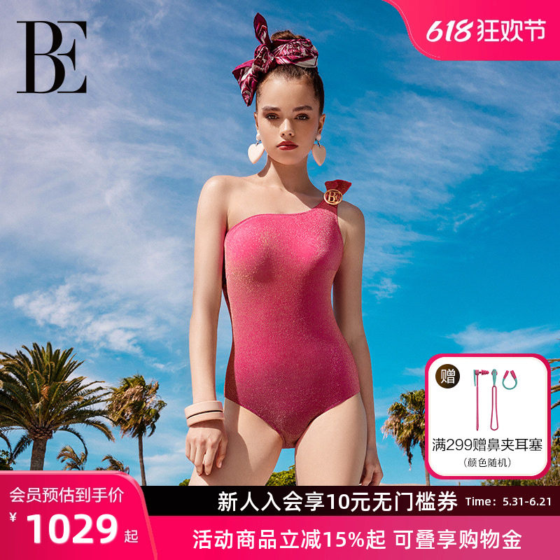 【吉克隽逸同款】BE范德安QUEEN系列性感时尚连体泳衣单肩斜肩