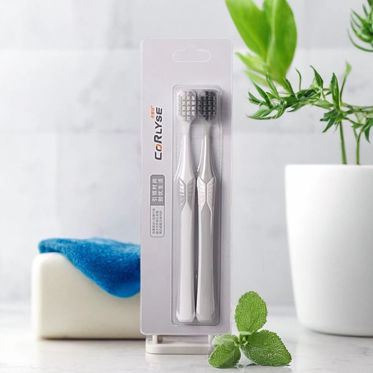 卡莱丝517黑白双支软毛情侣牙刷