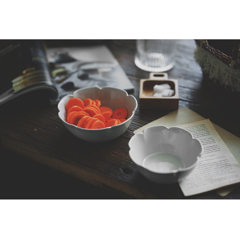 花 哑光感陶瓷深盘 饭碗 益子烧风格日式花型盘碗小而美 Fineliving原美好同学会 淘优券