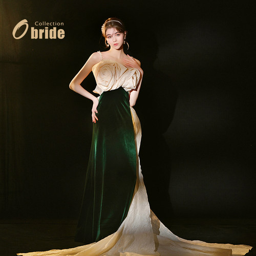 obride法式a摆显瘦丝绒礼服