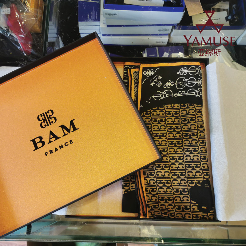 [实体店]法国bam进口carrel和carres丝绸小提琴图案围巾方巾丝巾