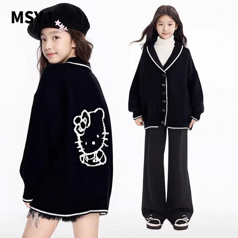 MSYJ 松弛风针织开衫外套女童秋冬毛衣加厚V领宽松休闲上衣,童装/婴儿装/亲子装,毛衣/针织衫,淘宝优惠券,粉丝福利购,淘宝优惠卷