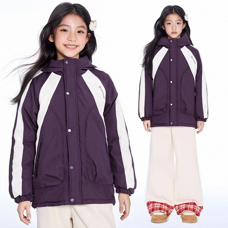 MSYJ 连帽夹棉外套女童秋冬新款加厚防风保暖棉衣宽松休闲上衣