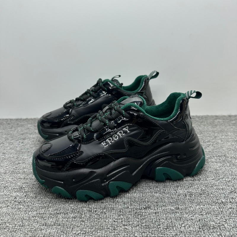 真皮松糕加绒老爹鞋女厚底