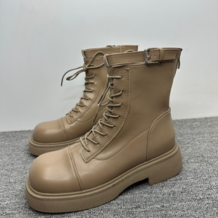 马丁靴女英伦风加绒女靴子厚底炸街靴棉靴潮 新款 孤品处理39码 冬季