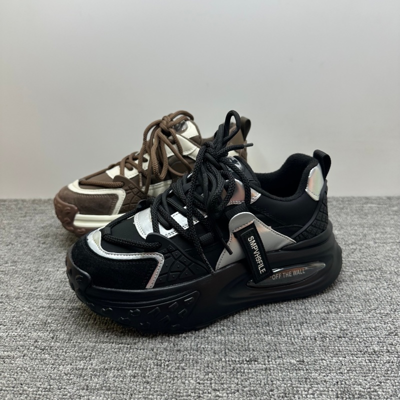 秋冬新款真皮加绒老爹鞋女时尚