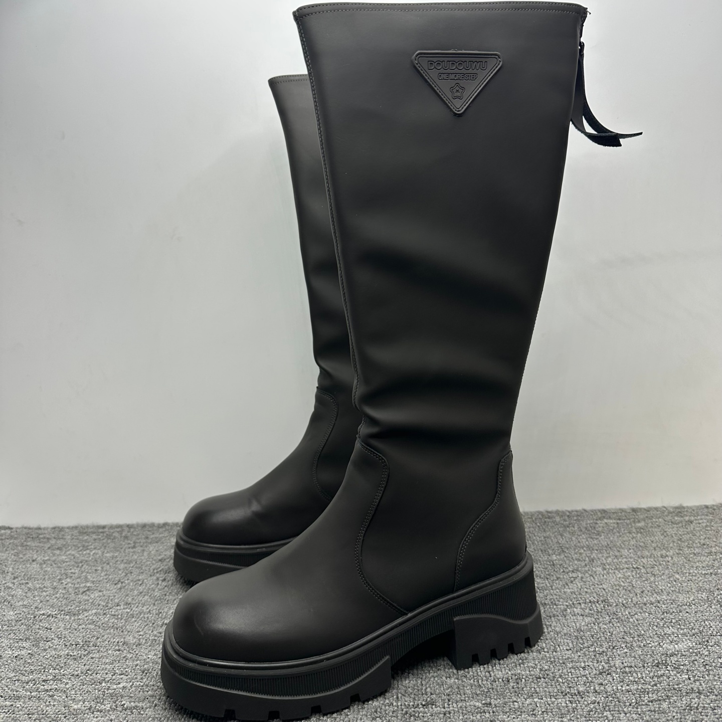 加绒骑士靴不过膝粗腿长筒靴女