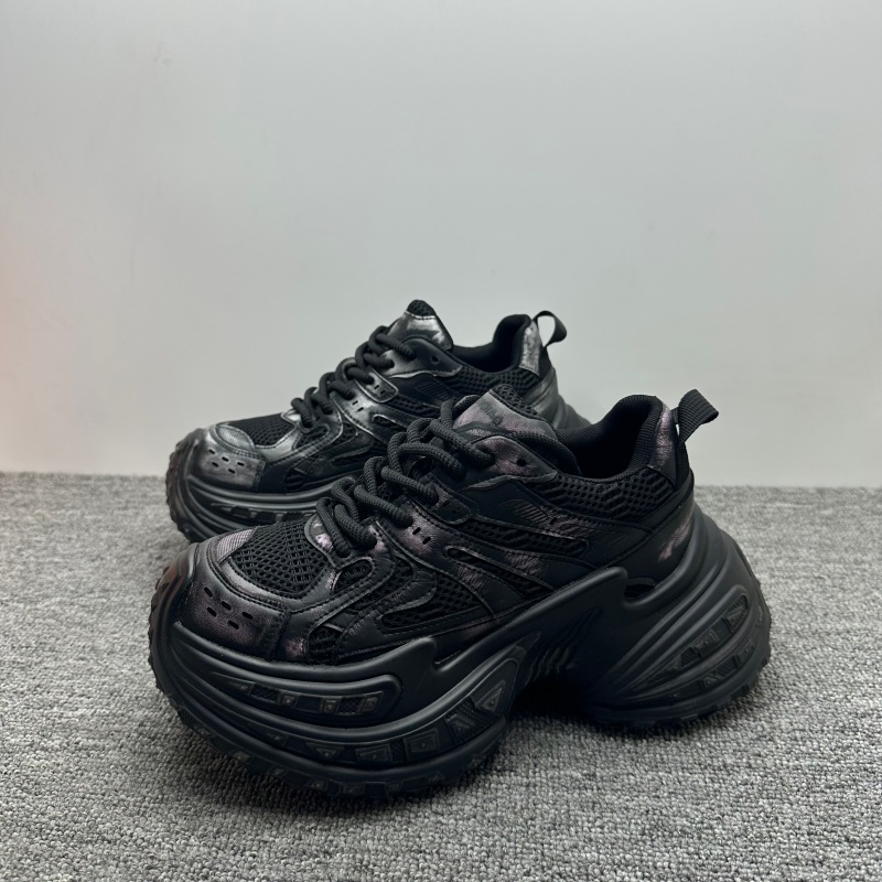 秋季新款厚底增高真皮老爹鞋女