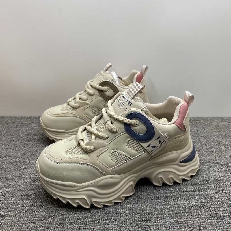 女鞋秋季新款真皮老爹鞋轻便增高