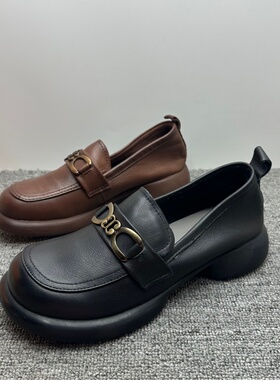 撤柜处理40.41码头层牛皮乐福鞋女时尚百搭英伦风小皮鞋真皮女鞋