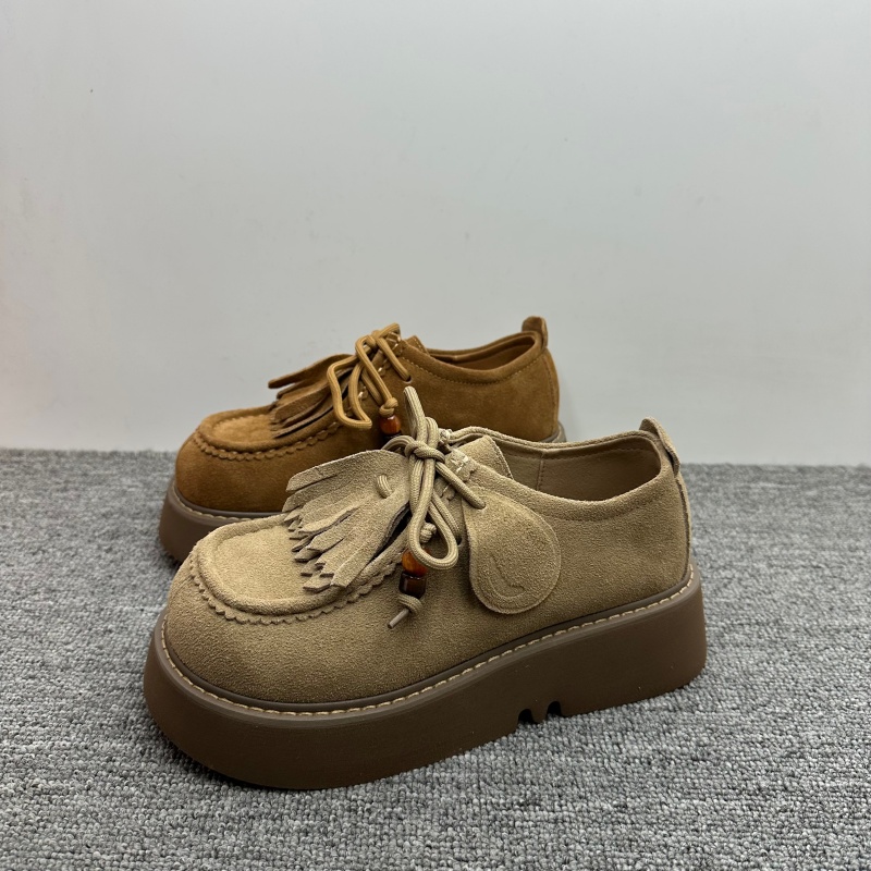 新款牛皮勃肯鞋女百搭流苏厚底