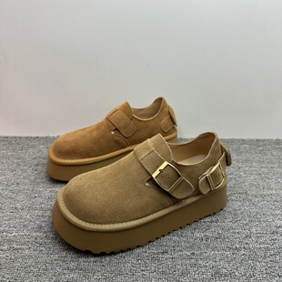 百搭鞋 撤柜处理新款 时尚 女松糕轻便复古牛皮女鞋 潮 真皮厚底勃肯鞋