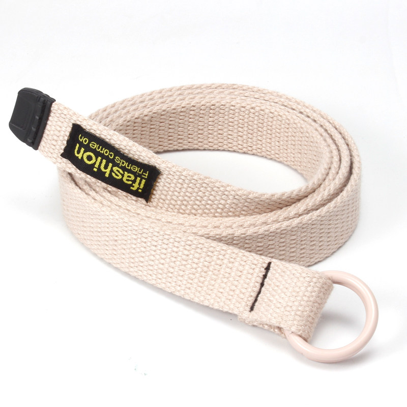 双环扣帆布腰带女细窄款时尚休闲学生多色女士免打孔牛仔裤腰带潮