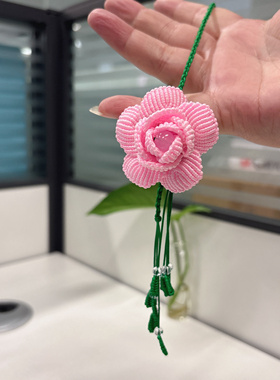 绳艺手工编织玫瑰花挂饰 包挂件 高档压襟配饰 可调节特色礼物