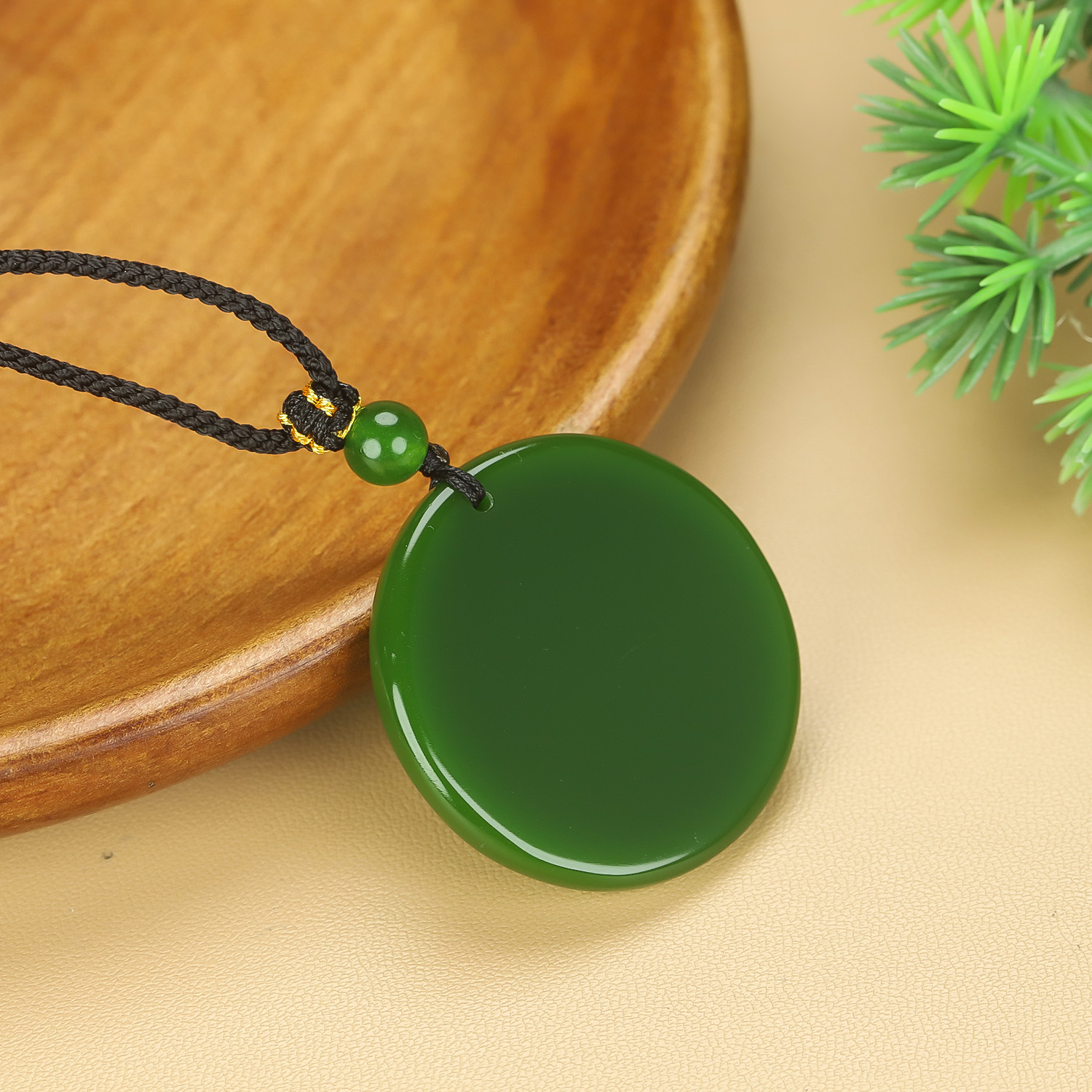 新疆和田玉平安扣吊坠碧玉圆形平安牌挂件绿原石无事牌玉坠玉佩