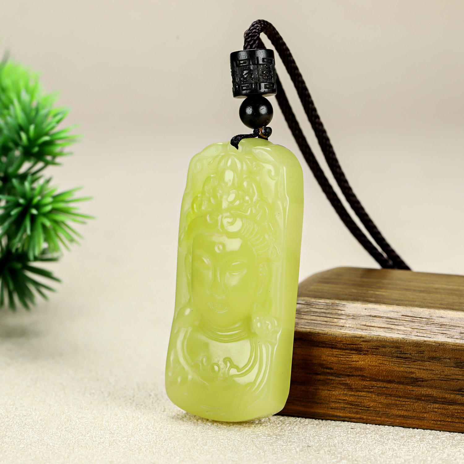 和田玉青白玉观世音菩萨平安挂件男女款黄口料观音吊坠玉佩项链