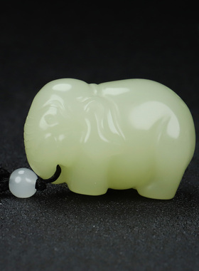 新疆白玉大象手把件和田玉吉祥如意象玉石把玩件男女款大象挂件