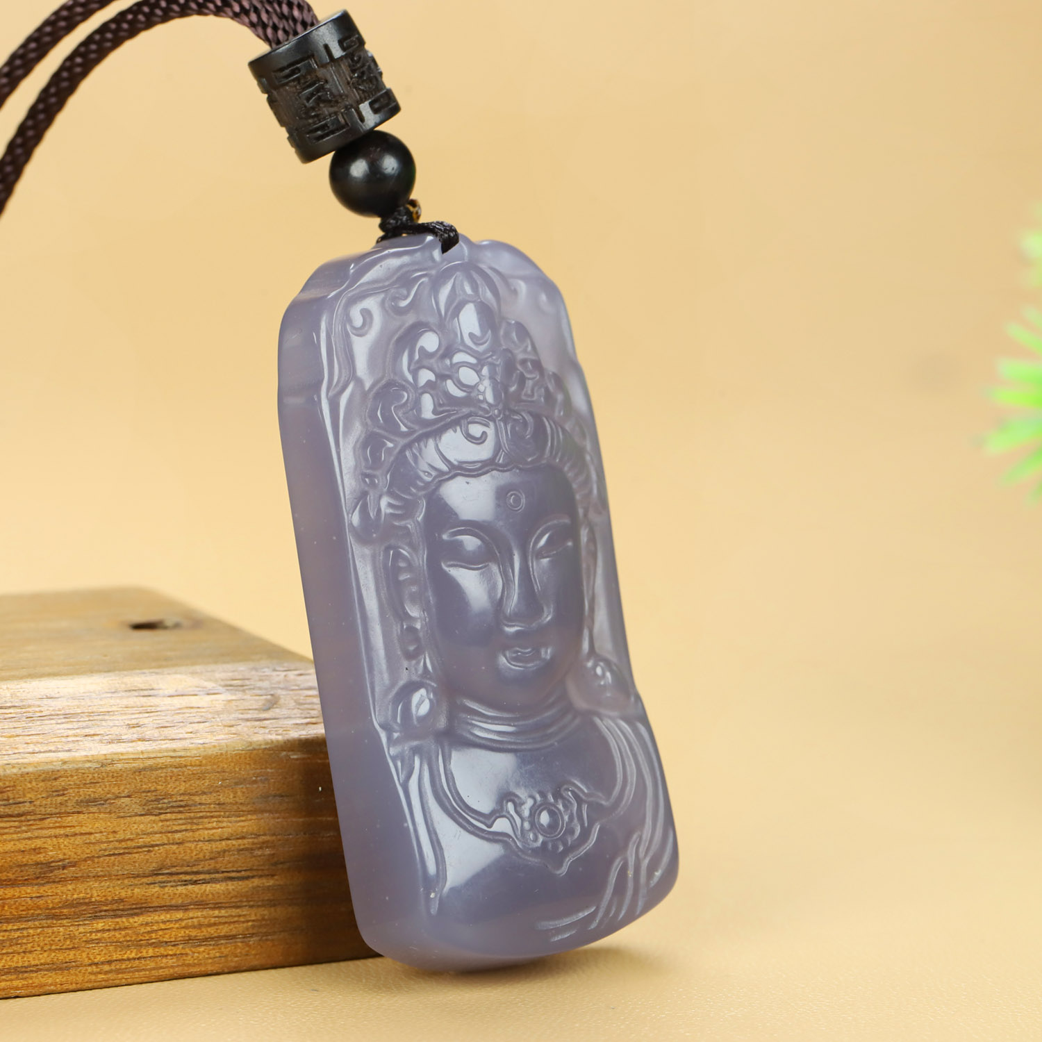 和田玉烟紫观音吊坠玉坠新疆玉渡母观世音菩萨玉佩本命年挂件项链
