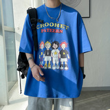 DX1085已注册版权情侣大码宽松街潮个性短袖T恤P2839蓝，男装T恤，电商A066