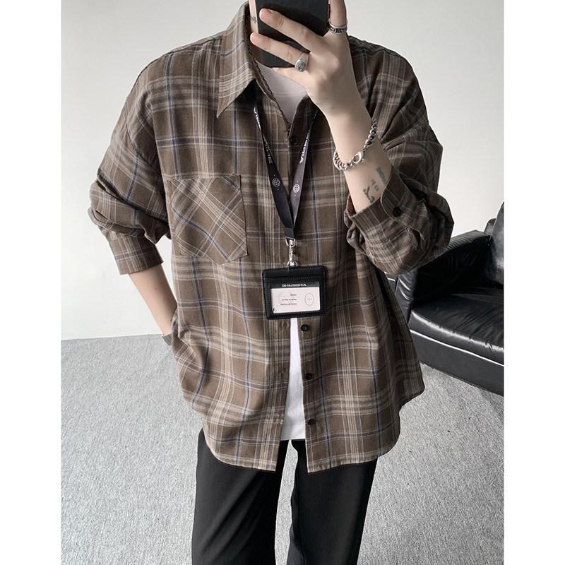 CR018`格子潮牌高街ins衬衫男女P38,男装衬衫,电商A066