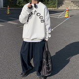 WS01`ins宽松潮牌港风大码圆领套头卫衣男P3855，男装卫衣，电商A066