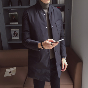 2108`大口袋工装羽绒棉服 中长款棉衣男P135控178  黑色图片