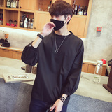 CC38简约拼接原宿风套头卫衣蝙蝠袖卫衣男P40棕绿色，男装卫衣，电商A066