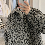 CT01原宿ulzzang豹纹呢料外套男学生夹克衬衫男P6888棕色，男装夹克，电商A066