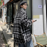 CT20情侣圈圈呢港风宽松格子衬衫外套男学生夹克衬衫男P75，男装夹克，电商A066