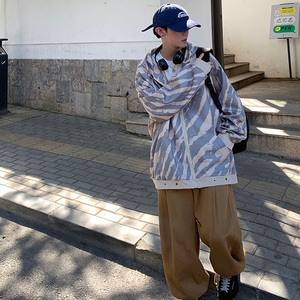 WS05宽松中性风大码港风ins卫衣外套男P6888杏色图片
