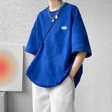 DX1533`重磅280克抖音-麂皮绒宽松情侣短袖T恤男P3548灰，男装T恤，电商A066