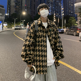 CT09港风情侣宽松大千鸟格呢料衬衫夹克外套男P68，男装夹克，电商A066