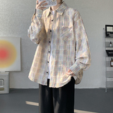 CR017`重工艺格子潮牌高街ins衬衫男女P48，男装衬衫，电商A066