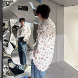 KT1010`垫肩款重工艺流苏蝴蝶情侣花衬衫男女P48，男装衬衫，电商A066