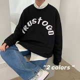 WS01`ins宽松潮牌港风大码圆领套头卫衣男P3855黑，男装卫衣，电商A066