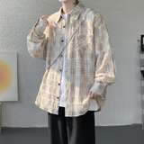 CR017`重工艺格子潮牌高街ins衬衫男女P48，男装衬衫，电商A066