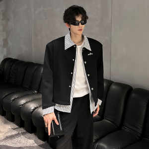 KT1036垫肩款假两件条纹金属夹克卫衣外套男P88（配套裤子TC01）图片