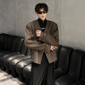 KT1035垫肩款立体剪裁秀场百搭休闲中式夹克外套男P108图片