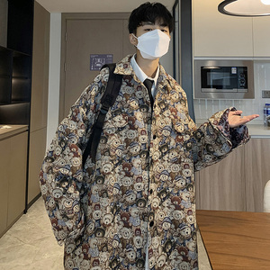CT11宽松情侣港风大码小熊刺绣ins衬衫夹克外套男   P68控价88图片