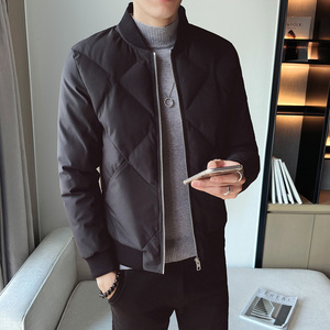 2308`休闲外套 立领合身 羽绒棉衣棉服男P115灰绿图片