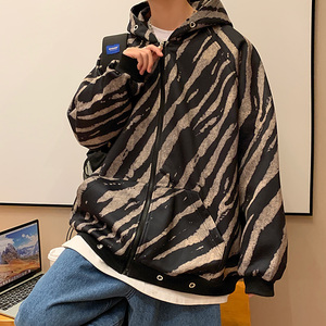 WS05宽松中性风大码港风ins卫衣外套男P6888咖啡色图片