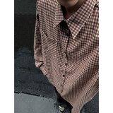 CR002`暗黑风全棉格子潮牌高街ins衬衫男女P55，男装衬衫，电商A066